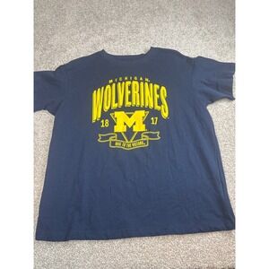 Michigan Wolverines T Shirt Blue Collegiate NCAA Football Tee‎ Men's Size Small